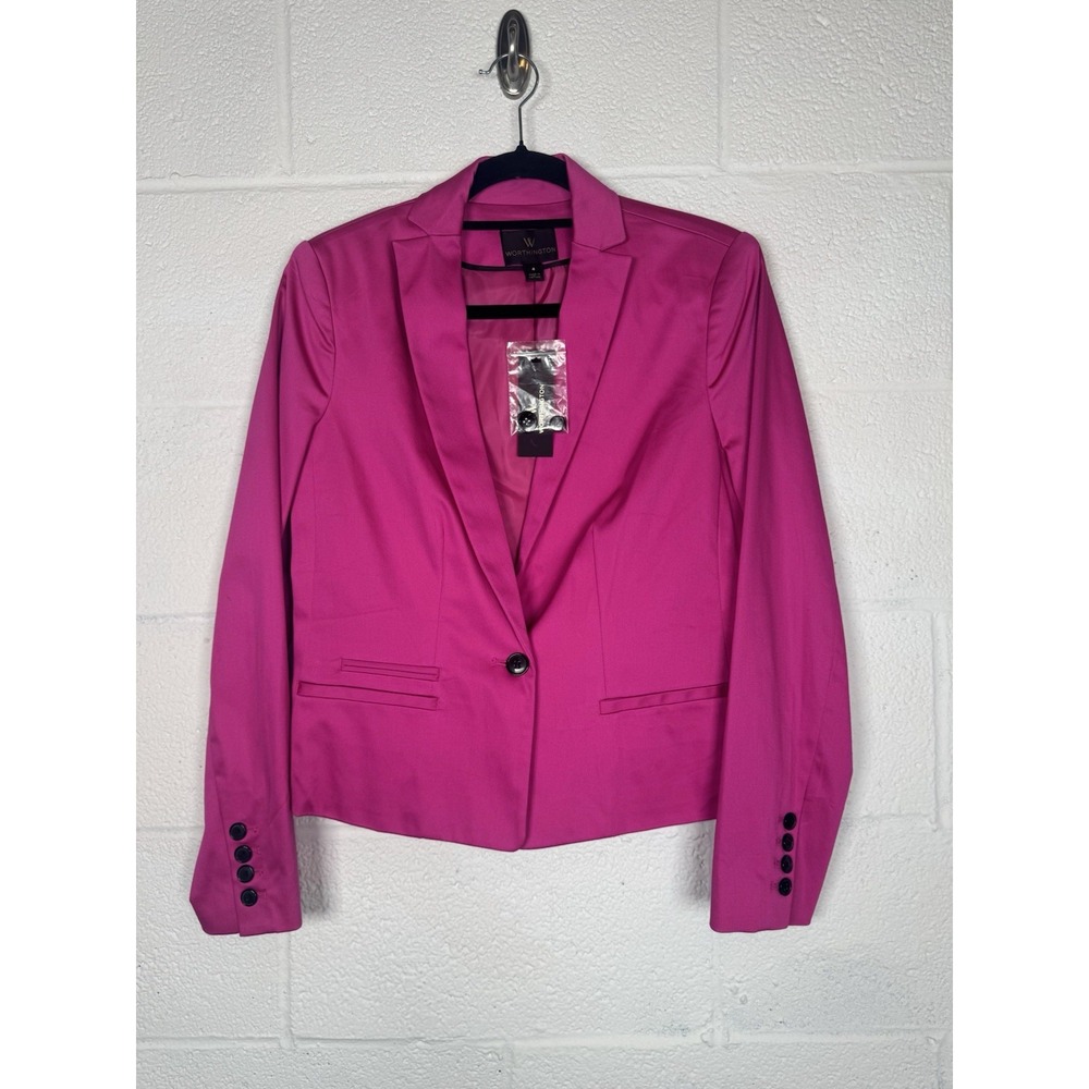 Worthington Tropical Pink One Button Blazer Jacket Women's Size 4 NWT $60